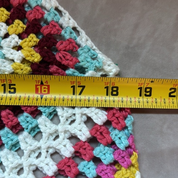 Crochet Fixed Straps V-Neck Swimsuit Cover Up Womens Large Bohemian Cottagecore - Picture 11 of 12